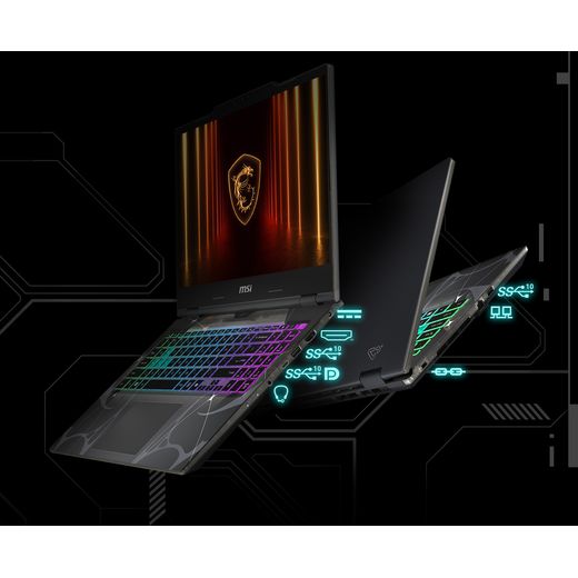 MSI Cyborg 15 B2RWFKG-020UK 15.6" Gaming Laptop - NVIDIA® GeForce® RTX™ 5060, 512GB SSD - Black - Annotation - Ports