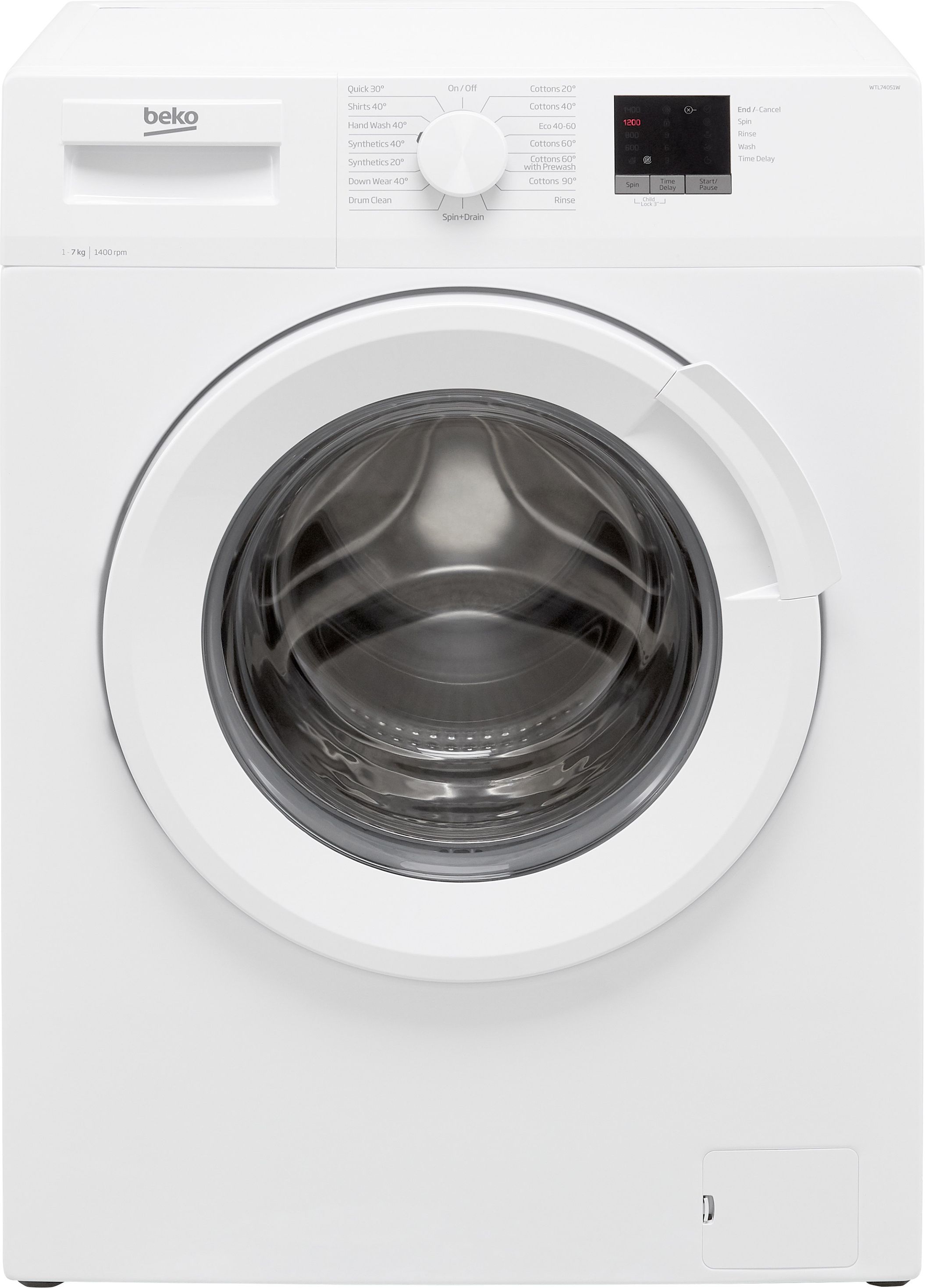 Beko WTL74051W 7kg Washing Machine with 1400 rpm - White - D Rated, White