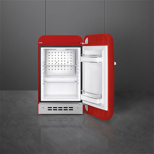 Smeg 50s Style Right Hand Hinged Minibar FAB5RRD6 72cm High Fridge - Red - Fridge with door open