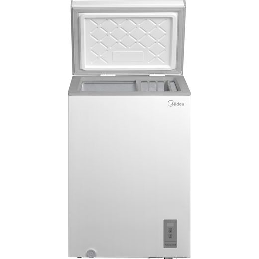 Midea MDRC154FZE01 Chest Freezer - White - Front with lid  open shot 
