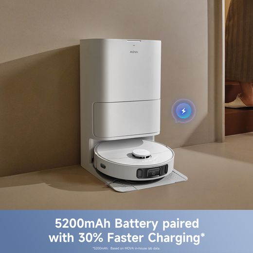 Mova E40 Ultra Robotic Vacuum Cleaner - White - Annotation - battery shot