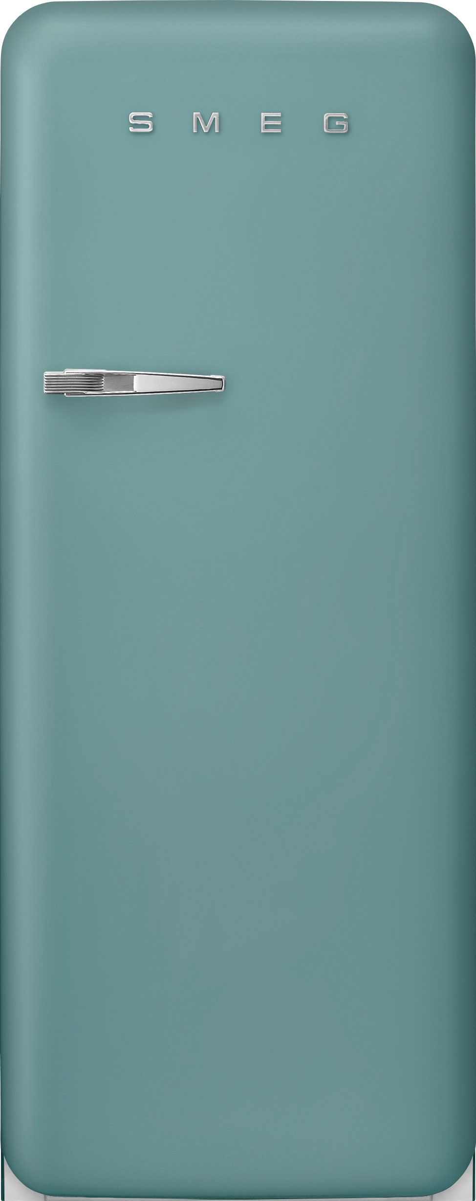 Image of Smeg 50s Style Retro Right Hand Hinge FAB28RDEG6 153cm Small Fridge with Ice Box - Emerald Green - C Rated, Green