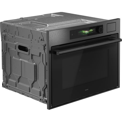 ASKO Craft OCS64BSH Built In Compact Electric Single Oven - Black Steel - Right perpsective shot