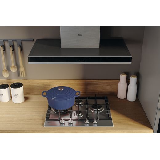 Hoover HTS9CBH3X 90cm Chimney Cooker Hood for Ducted/Recirculating Ventilation - Stainless Steel / Black Glass - Cooker hood in kitchen