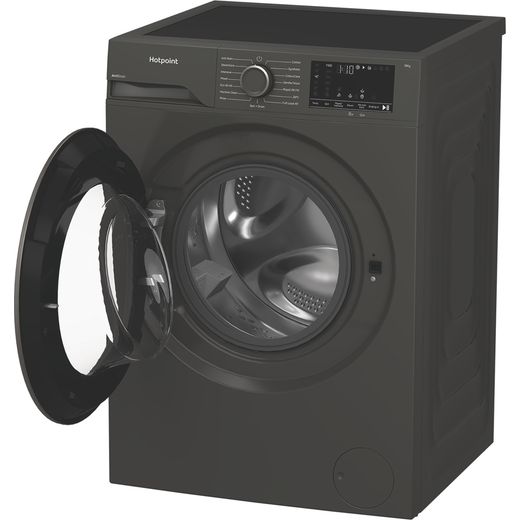 Hotpoint AntiStain H 101G ANTI STAIN UK Washing Machine with 1400 rpm - Graphite - Left perspective with door open shot 