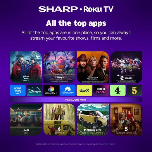 Sharp HD2225K 32" HD Smart Roku TV [2025] - Annotation - Apps