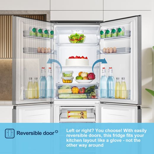 Fridgemaster MC55240ES 174cm 50/50 Fridge Freezer - Silver - Annotation - Reversible door