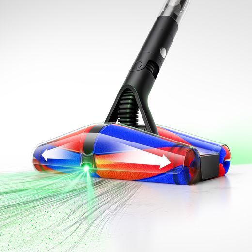 Dyson PencilVac Fluffycones Cordless Vacuum Cleaner - Black / Grey - Annotation - Vacuuming hair and detangling 