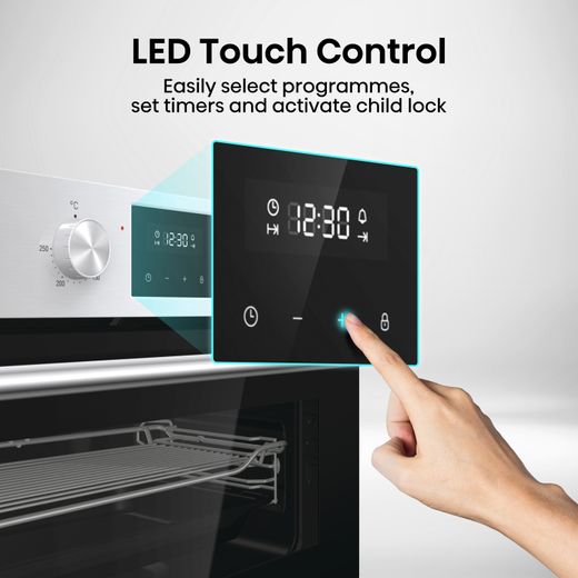 Hisense Built In Electric Double Oven and Gas Hob Pack - Stainless Steel - Annotation - LED touch control