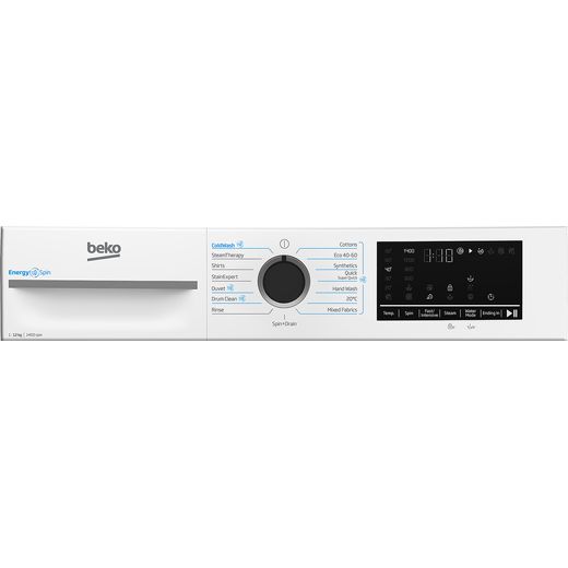 Beko EnergySpin™ BM3WT1241IW 12kg Washing Machine with 1400 rpm - White - Control panel shot 