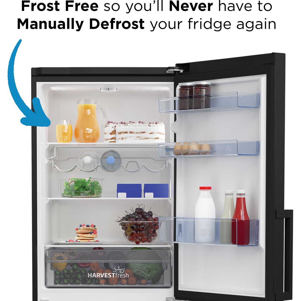 Beko CFP3691VB HarvestFresh F 60cm Free Standing Fridge Freezer 50/50