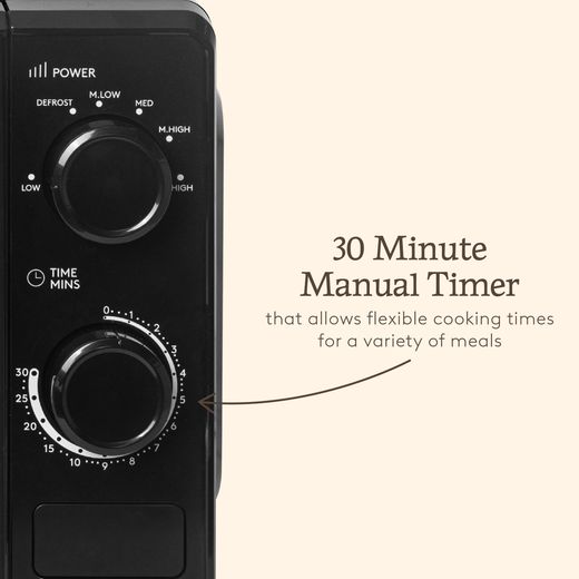 Haden 215635 20 Litre 24cm High, Freestanding Small Microwave - Black - Annotation - 30 min manual timer