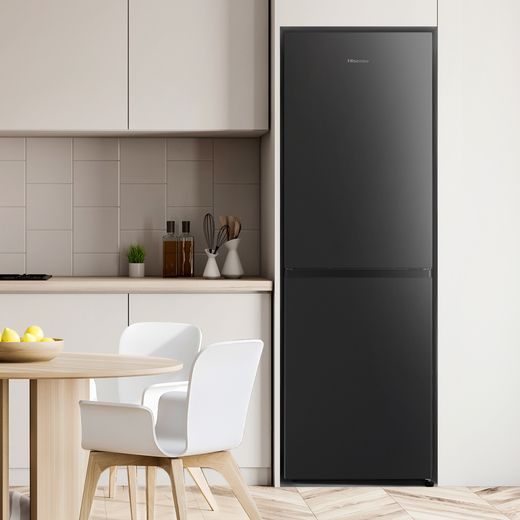 Hisense RB327N4ABD 182cm High No Frost Fridge Freezer - Black / Stainless Steel - Fridge freezer in kitchen shot 