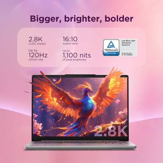 Lenovo IdeaPad Slim 5 OLED 14" Copilot+ Laptop - AMD Ryzen™ AI 7, 512GB SSD, 16 GB RAM - Breeze Moss - annotation - freezer shot
