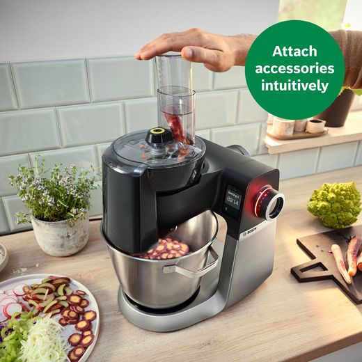 Bosch Series 6 MUMS6ZM00G Stand Mixer with 5.5 Litre Bowl - Black - Annotation - Attached accessories shot