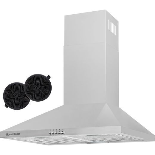 Russell Hobbs RH60SCH03A1SS 60cm Chimney Cooker Hood - angle shot with filters