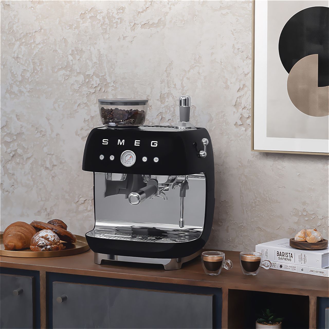 Smeg 50's Style Espresso Coffee Machine | EGF03BLUK | ao.com