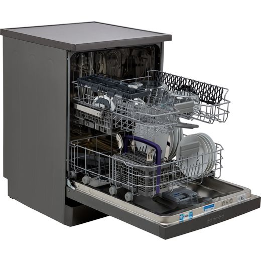 Beko Standard Dishwasher - Graphite - Right perspective door open shot