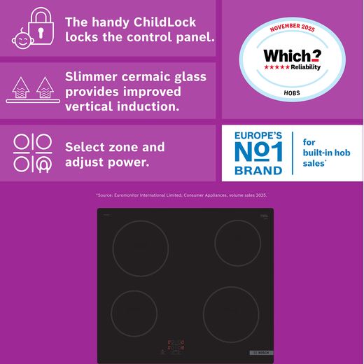 Bosch Series 2 Ceramic Hob - Black - Annotation -  feature shot