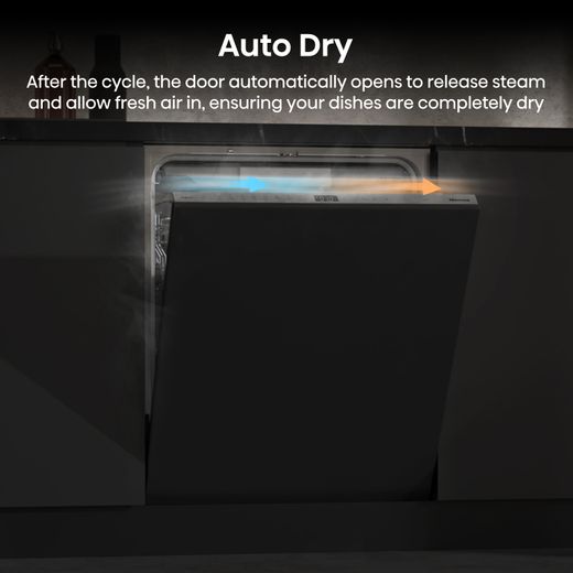 Hisense Fully Integrated Standard Dishwasher - Silver - Annotation - Auto Dry