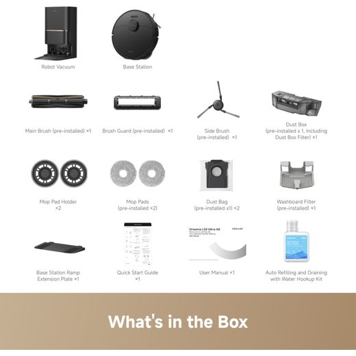 Dreame L50 Ultra AE Robotic Vacuum Cleaner - Black - Annotation - What's in the box
