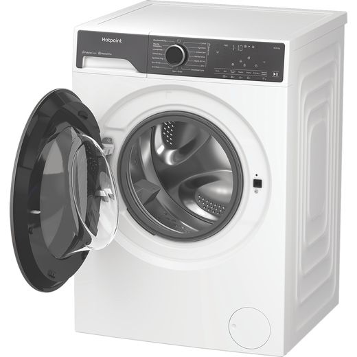Hotpoint FS Washer Dryer HPD 1093 CARE UK 10Kg / 6Kg Washer Dryer with 1400 rpm - White - Left perspective with door open shot