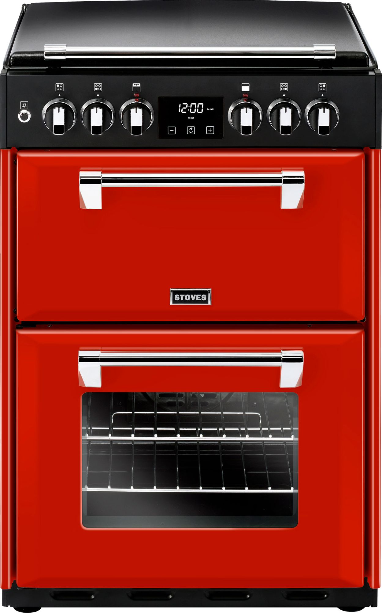 Stoves Richmond600DF 60cm Freestanding Dual Fuel Cooker - Hot Jalapeno - A/A Rated, Red