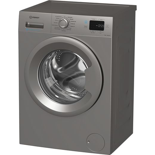 Indesit IP 846S PUSH&GO UK 8kg Washing Machine with 1400 rpm - Silver - Left perspective shot 