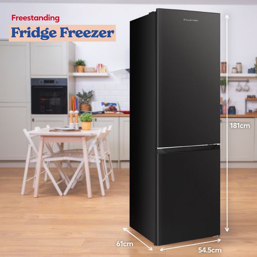 Russell Hobbs RH181TNF552E1DI 181cm 60/40 Frost Free Fridge Freezer - Black Steel - Annotation - dimension shot