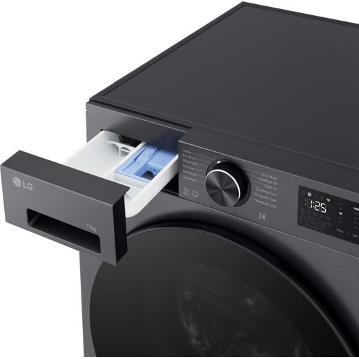 LG Series 5 AI Direct Drive F4X5013TBB 13kg Washing Machine with 1400 rpm - Essence Matte Black - Detergent drawer