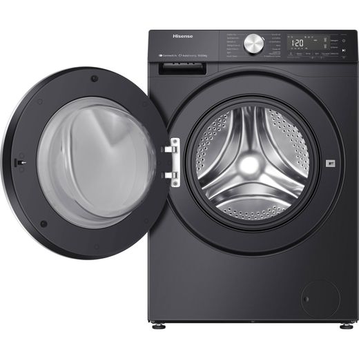 Hisense 5S Series 10.5Kg / 6Kg Washer Dryer - Black - Front with door open shot 