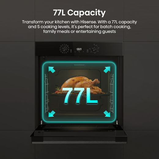 Hisense Hi2 HIPK2PBN60G1 Built In Electric Single Oven and Gas Hob Pack - Annotation - Capacity shot
