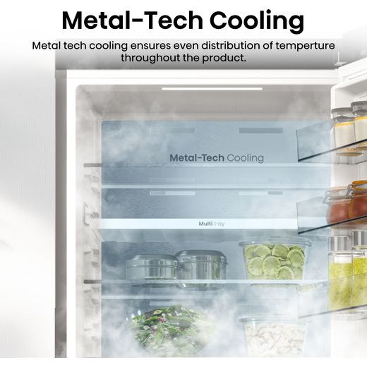 Hisense RB5P410SACCUK 203cm High No Frost Fridge Freezer - Stainless Steel - Annotation - Metal cooling shot