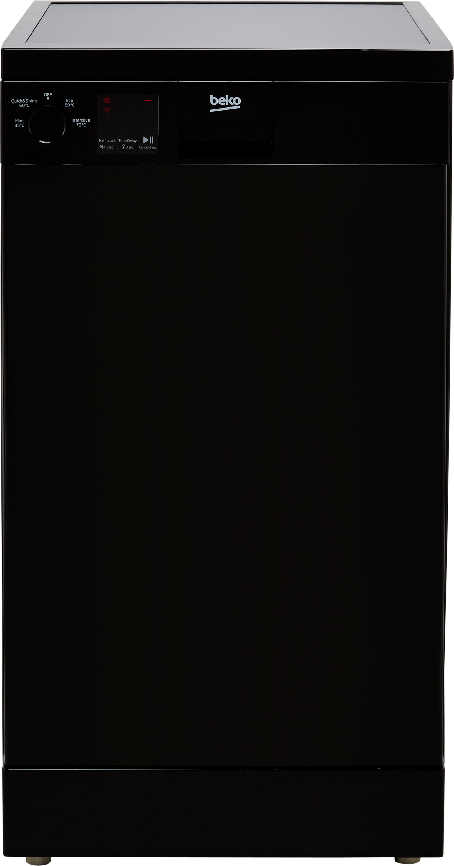 Beko DVS04020B Slimline Dishwasher - 10 Place Settings - Black - Static Drying