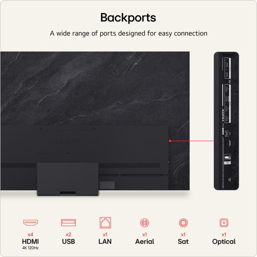 LG evo AI C6 83" 4K Ultra HD OLED Smart TV - Annotation - port shot