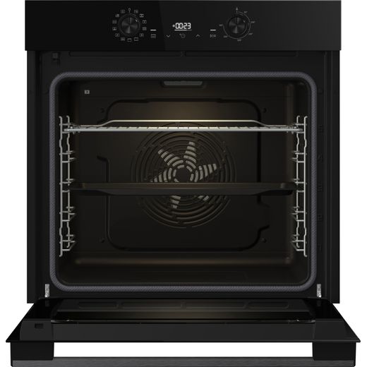 Hisense Hi2 BI626PBUPUK Built In Electric Single Oven with Pyrolytic Cleaning - Jet Black - Door open