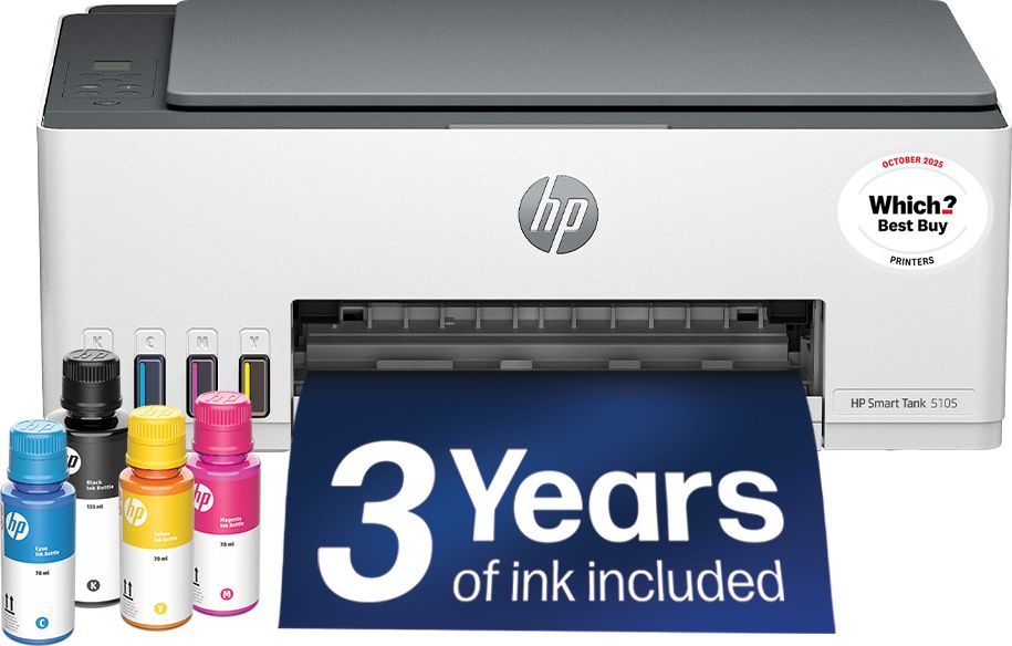 HP Smart Tank 5105 Wireless Inkjet Printer Up to 3 years of Ink Included - Grey, Grey