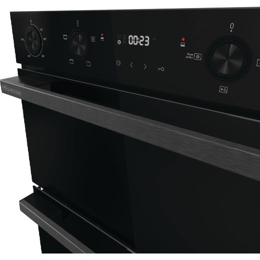 Hisense Hi6 Built In Electric Double Oven - Black - Close up handle shot