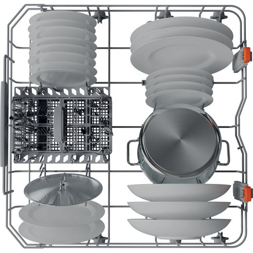 Hotpoint Fully Integrated Standard Dishwasher - Silver with Sliding Door Fixing Kit - Top  basket view shot
