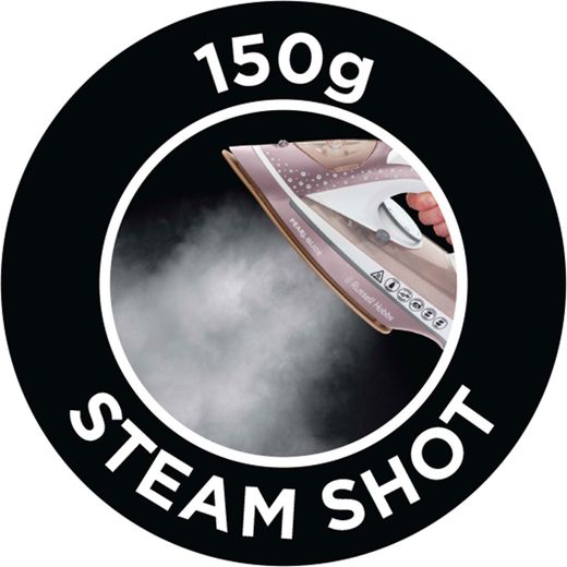 Russell Hobbs Pearl Glide 23972 2600 Watt Iron -Pink - Annotation - Steam shot