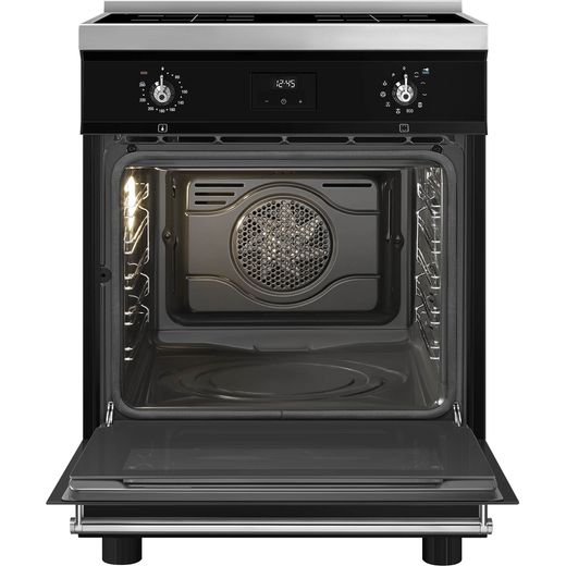 Smeg Electric Cooker with Zone induction hob Hob - Black - Front with door open no rack shot