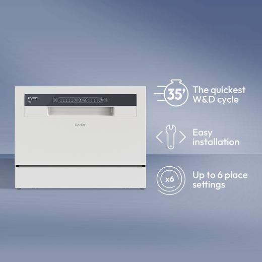 Candy RapidÓ Table Top Dishwasher - White - Annotation - Feature shot
