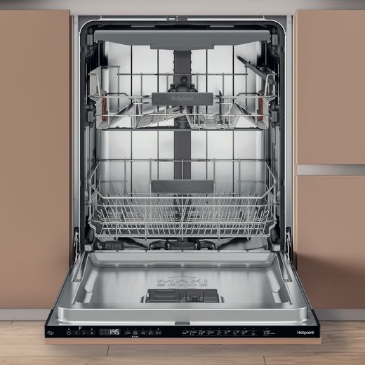 Hotpoint MaxiSpace Integrated Standard Dishwasher - White - Door open