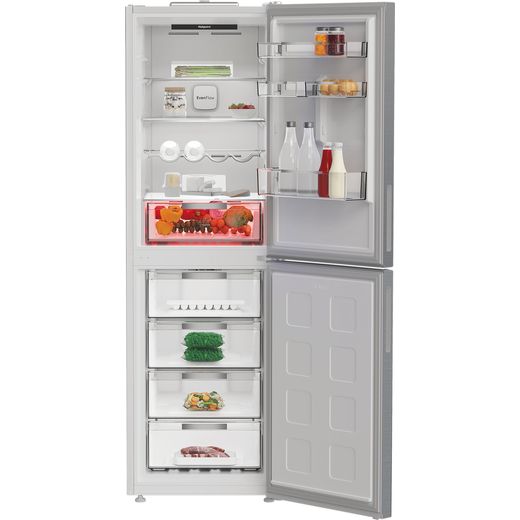 Hotpoint HPKF 6353 XP4UK 192cm High 50/50 No Frost Fridge Freezer - Silver - Front with door open shot