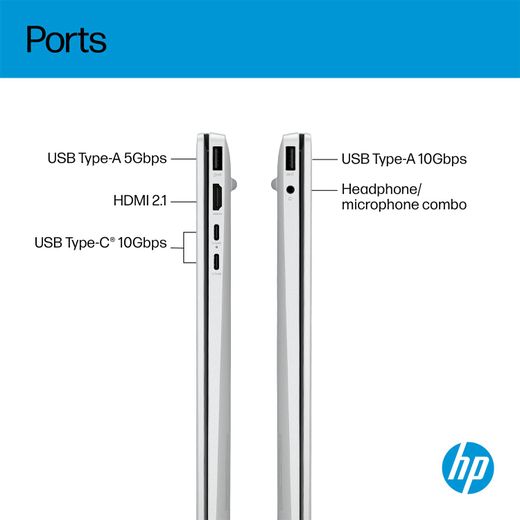 HP OmniBook 5 16-bc1003na 16" Laptop - AMD Ryzen™ 5, 512GB SSD, 8 GB RAM - Silver - Annotation - Ports