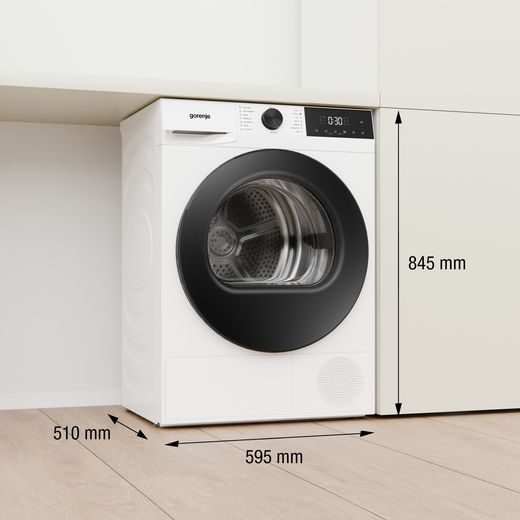 Gorenje G200 Series DG2P8E/UK 8Kg Heat Pump Tumble Dryer - White - Dimensions