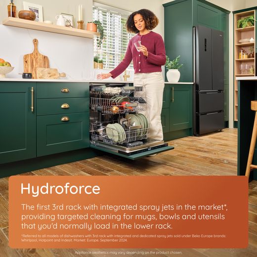 Hotpoint Hydroforce Integrated Standard Dishwasher - White - Annotation - Hydroforce