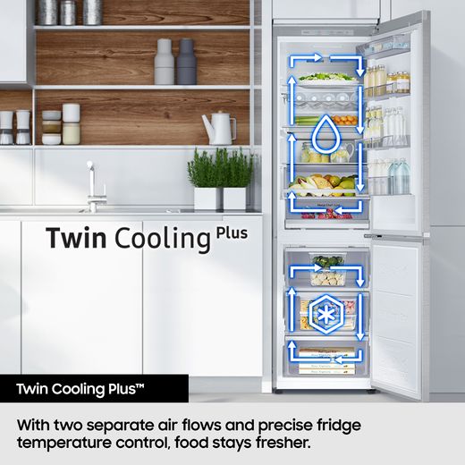 Samsung Total No Frost Fridge Freezer - Silver - Annotation - TwinCooling Plus