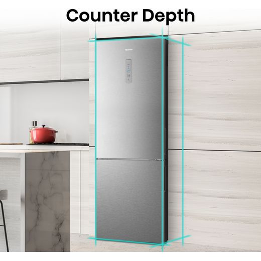 Hisense 60/40 Frost Free Fridge Freezer - Stainless Steel - Annotation - Counter depth