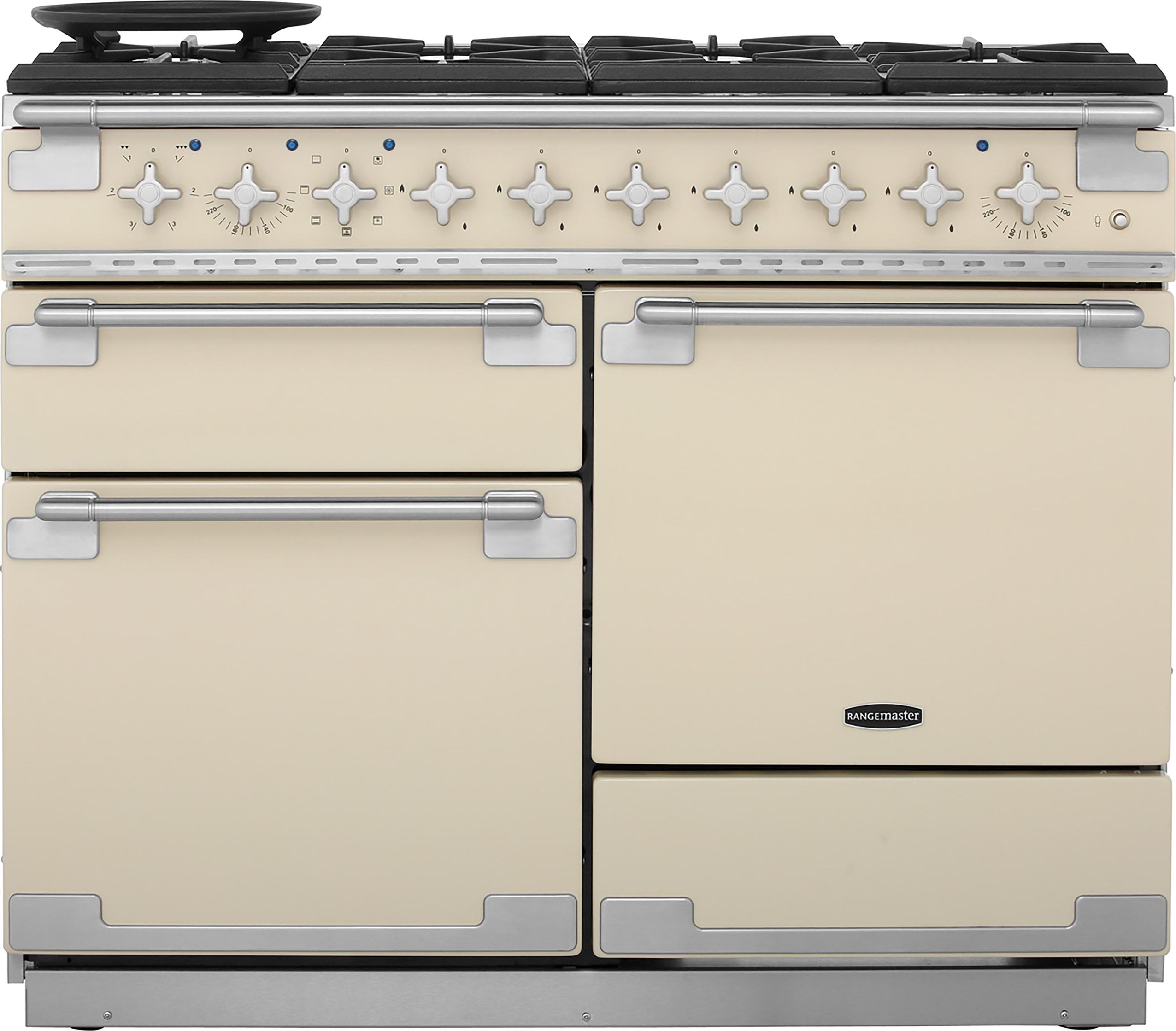 Image of Rangemaster Elise ELS110DFFCR 110cm wide Dual Fuel Range Cooker with Gas Hob - Cream - A/A Rated, Cream